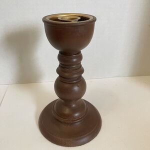 Vintage Wooden Candle Stick Holder 7.5” Tall Thailand Mid Century